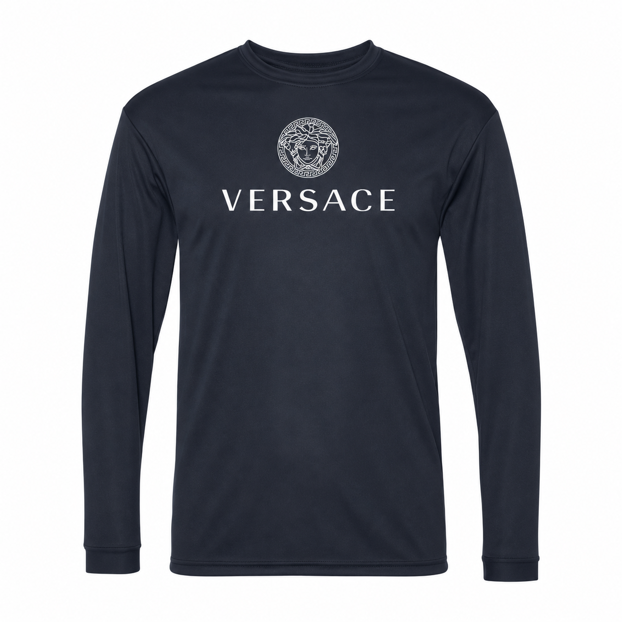 Men's Versace Polyester Long Sleeve T-Shirt | Color: Navy | Image 1