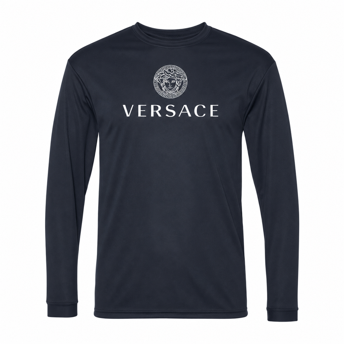 Men's Versace Polyester Long Sleeve T-Shirt | Color: Navy | Image 1