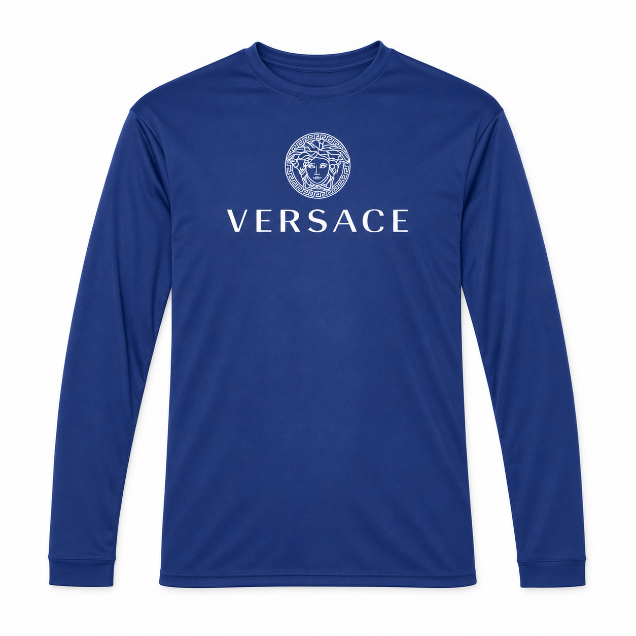 Men's Versace Polyester Long Sleeve T-Shirt | Color: Royal Blue | Image 1
