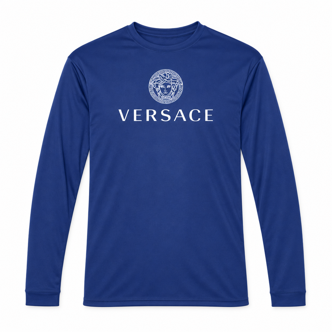 Men's Versace Polyester Long Sleeve T-Shirt | Color: Royal Blue | Image 1