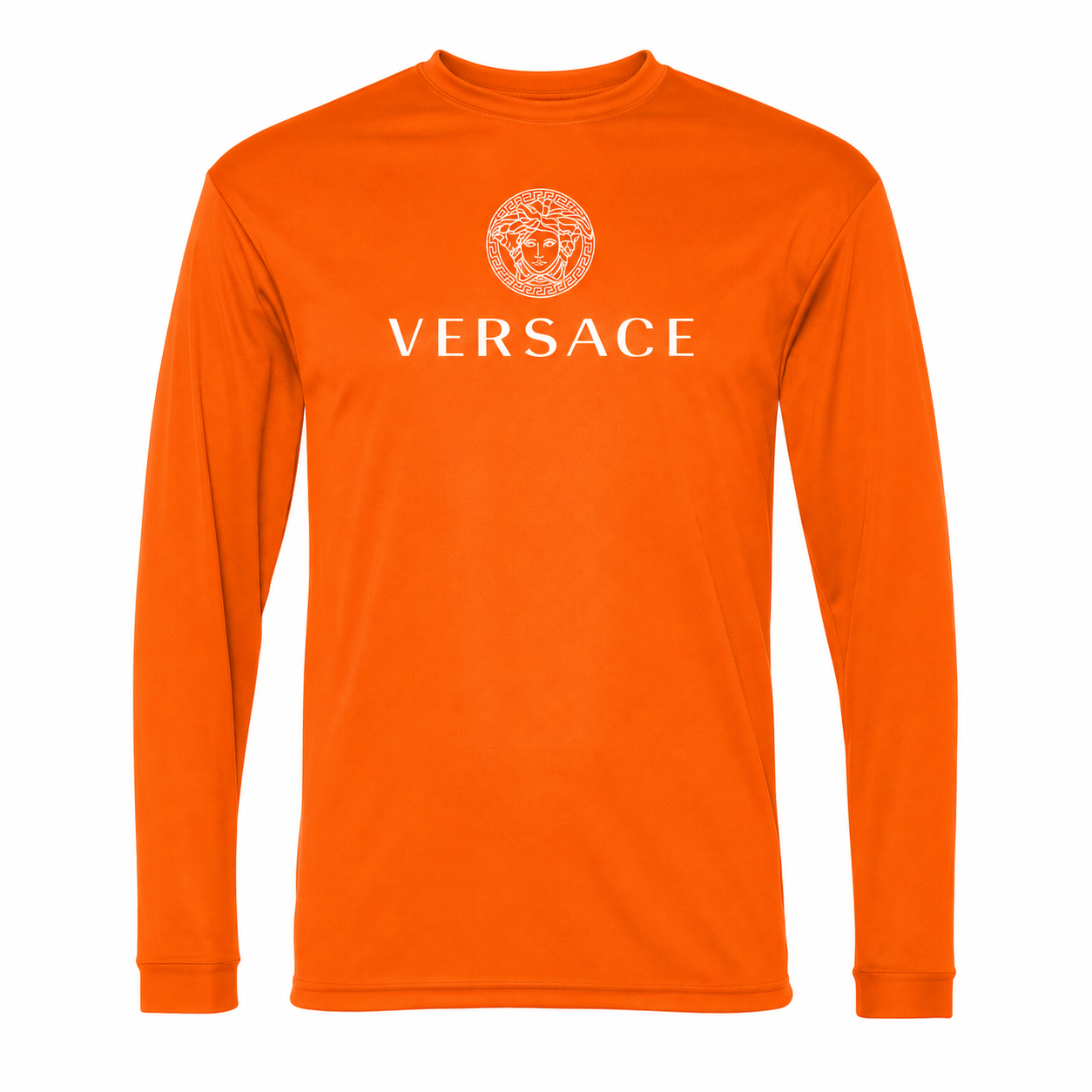 Men's Versace Polyester Long Sleeve T-Shirt | Color: Safety Orange | Image 1