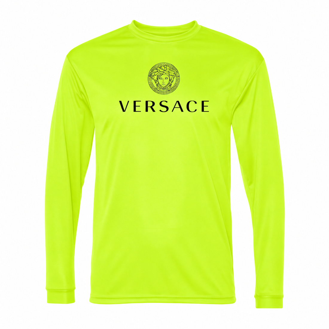 Men's Versace Polyester Long Sleeve T-Shirt | Color: Safety Yellow | Image 1