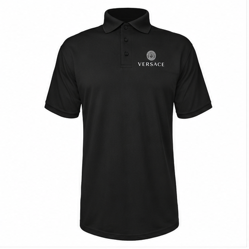 Men's Versace Polyester Polo | Color: Black | Image 1