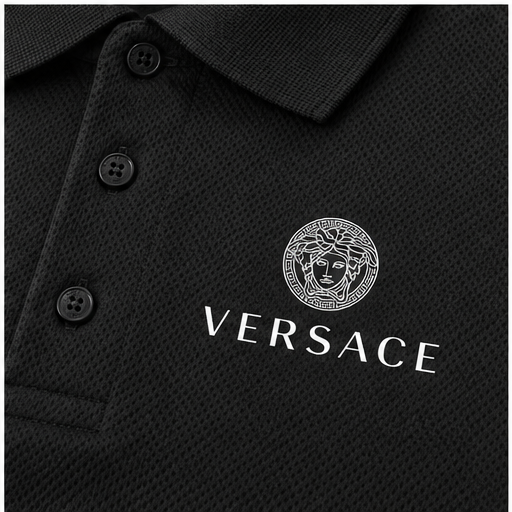 Men's Versace Polyester Polo | Color: Black | Image 5