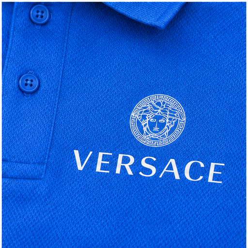 Men's Versace Polyester Polo | Color: Blue | Image 5