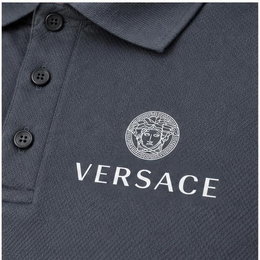 Men's Versace Polyester Polo | Color: Charcoal | Image 5
