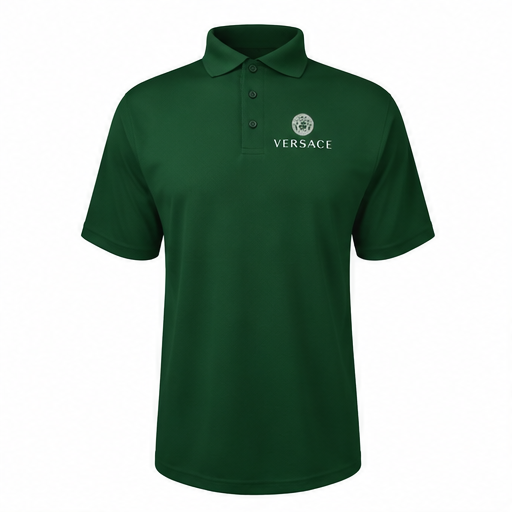 Men's Versace Polyester Polo | Color: Green | Image 1