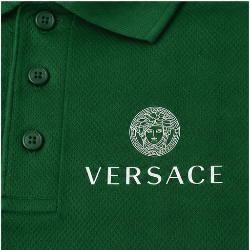 Men's Versace Polyester Polo | Color: Green | Image 5