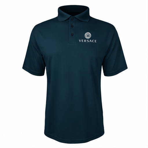 Men's Versace Polyester Polo | Color: Navy | Image 1