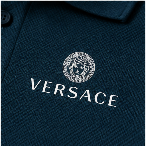 Men's Versace Polyester Polo | Color: Navy | Image 5