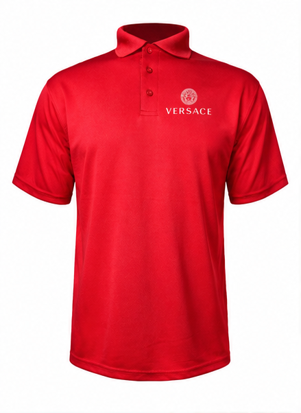 Men's Versace Polyester Polo | Color: Red | Image 1