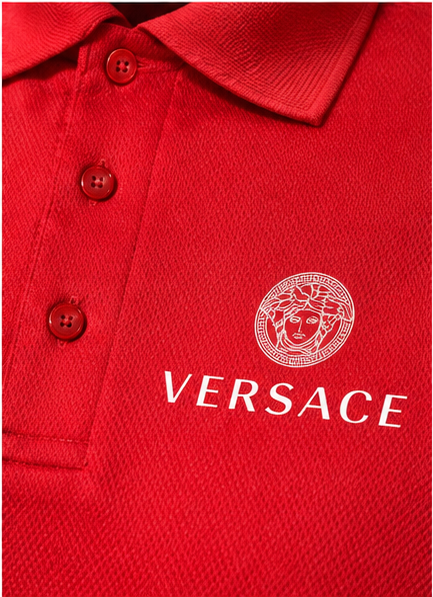 Men's Versace Polyester Polo | Color: Red | Image 5