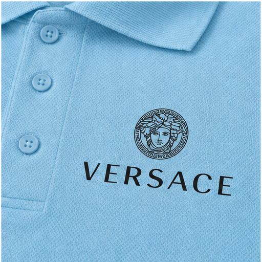 Men's Versace Polyester Polo | Color: Sky Blue | Image 5