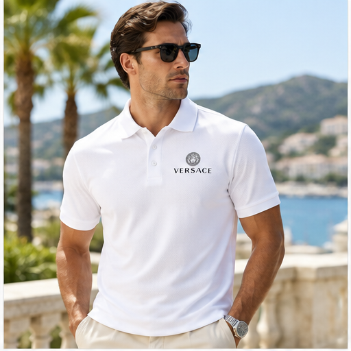 Men's Versace Polyester Polo | Color: White | Image 2