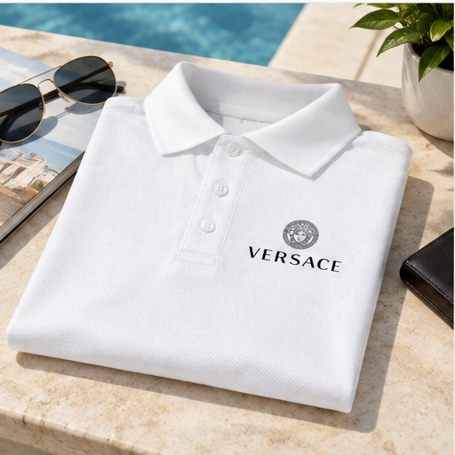 Men's Versace Polyester Polo | Color: White | Image 4