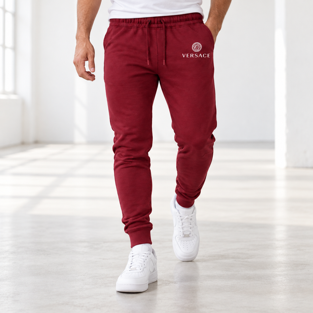 Men's Versace Sweatpants | Color: Burgundy | Image 2