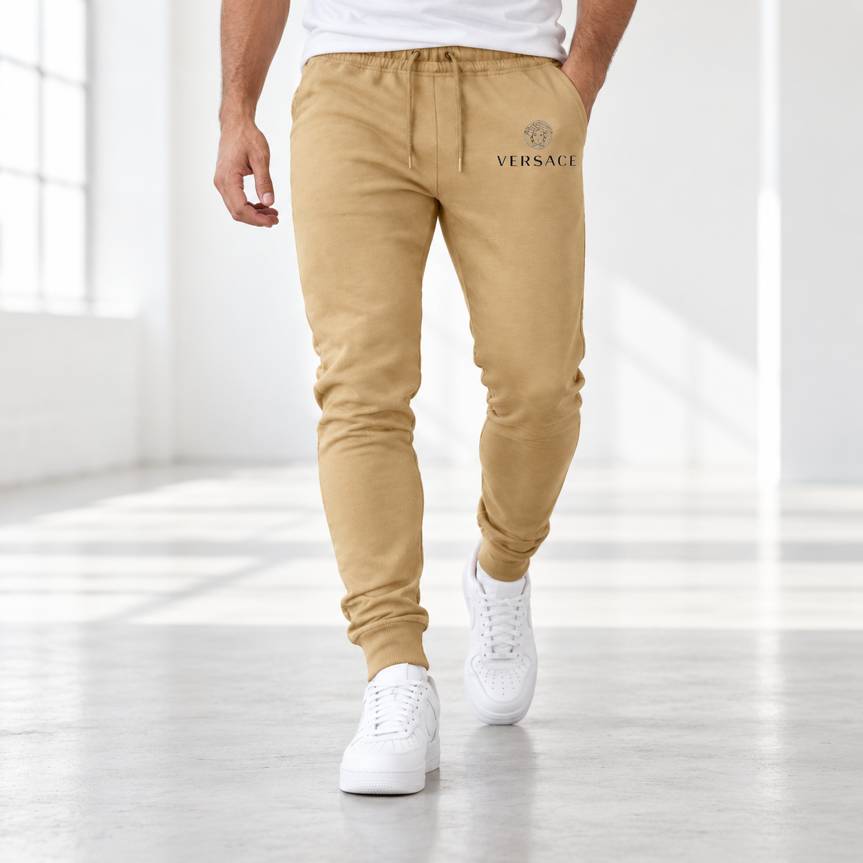 Men's Versace Sweatpants | Color: Khaki | Image 2