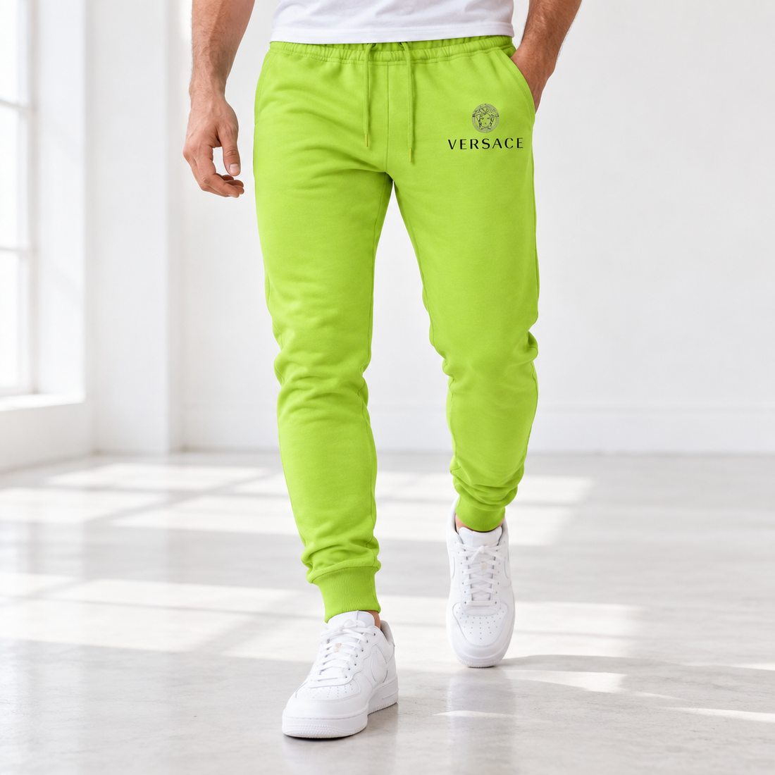 Men's Versace Sweatpants | Color: Lime Green | Image 2