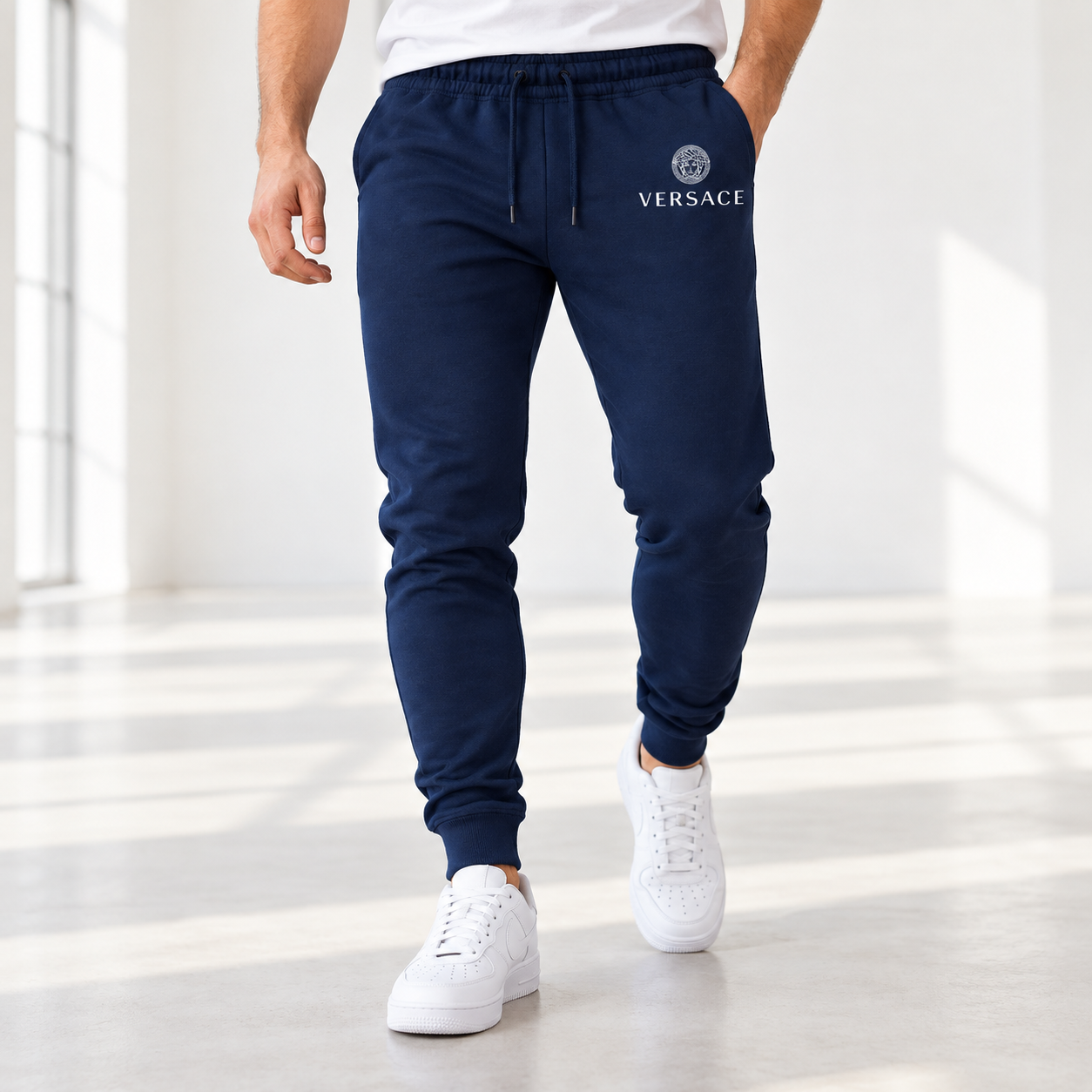Men's Versace Sweatpants | Color: Navy | Image 2