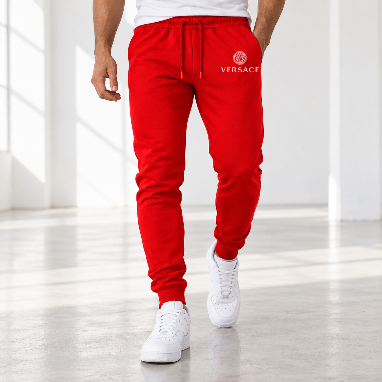 Men's Versace Sweatpants | Color: Red | Image 2