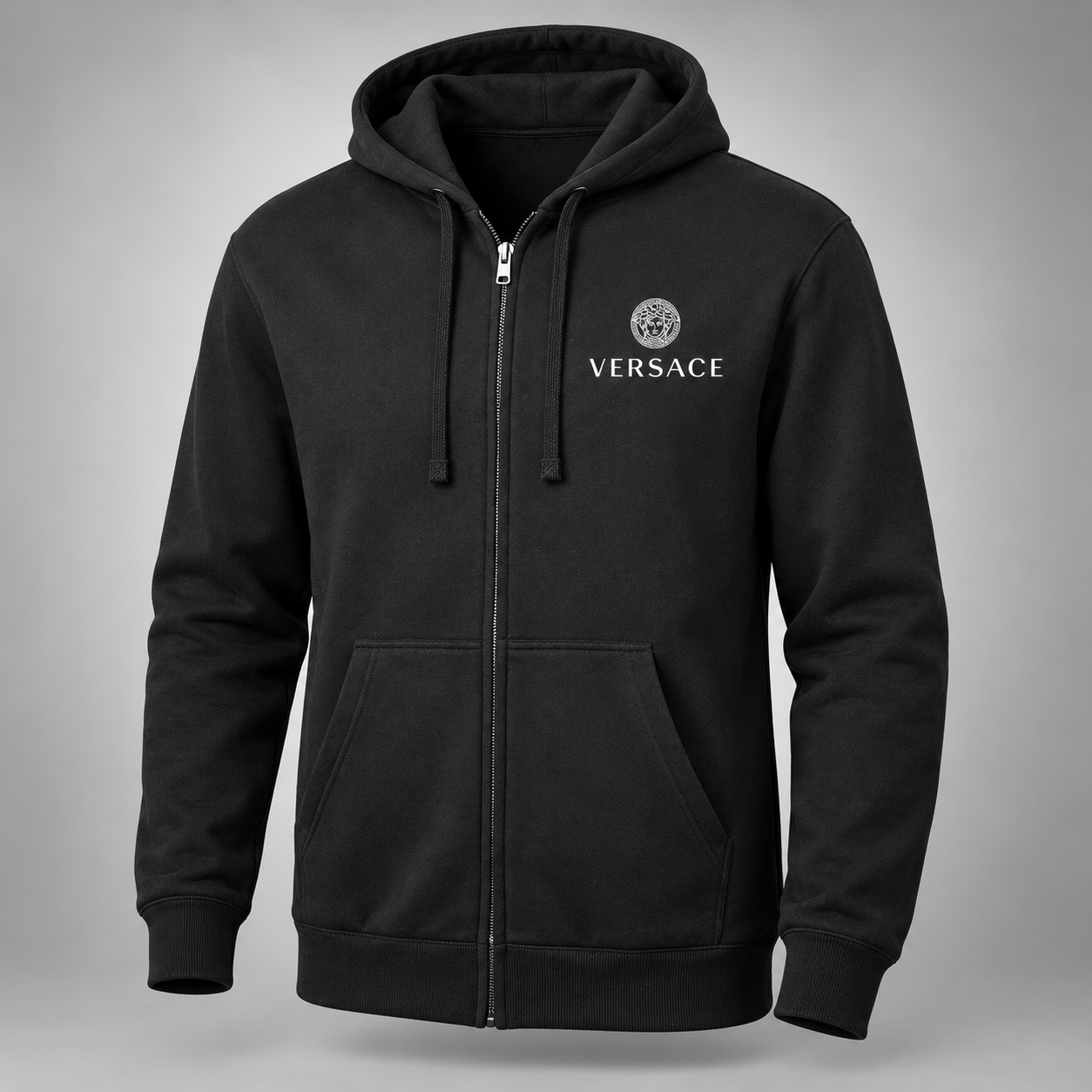 Men's Versace Zipper Hoodie | Color: Black | Main