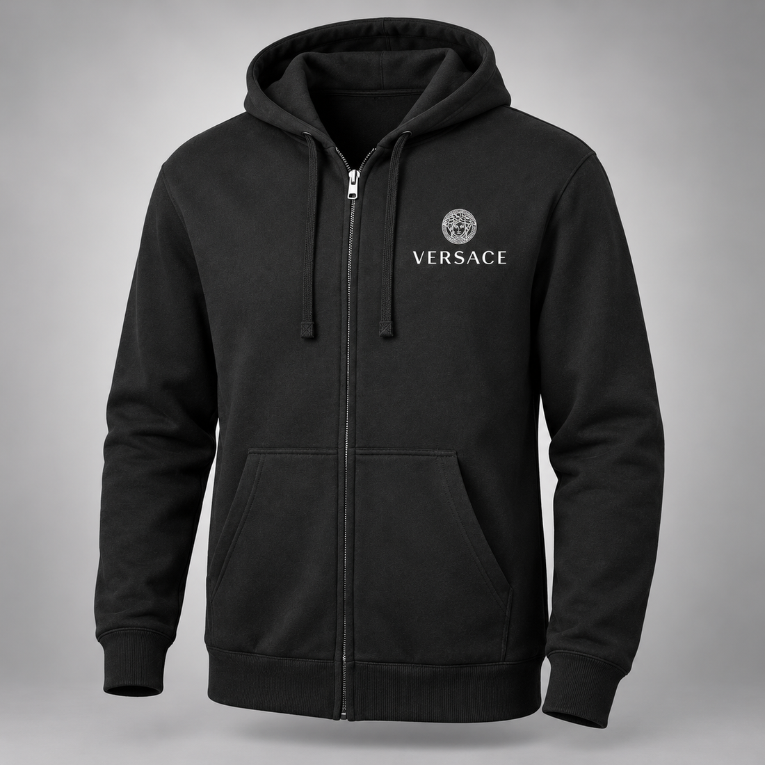 Men's Versace Zipper Hoodie | Color: Black | Main