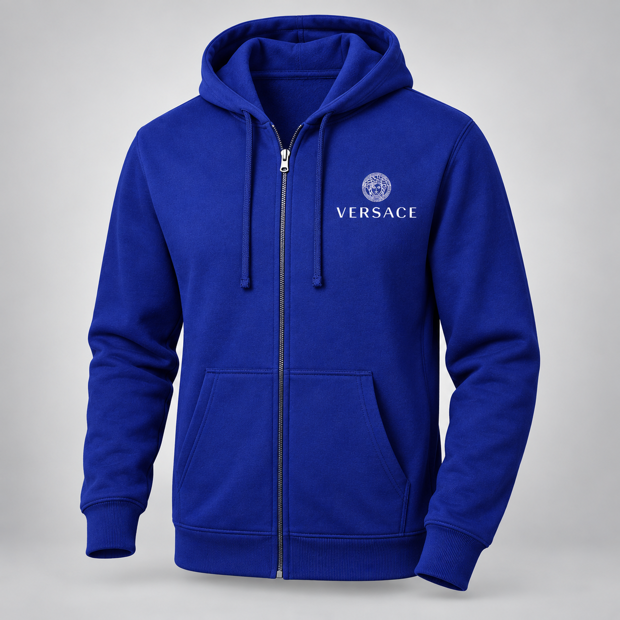 Men's Versace Zipper Hoodie | Color: Blue | Main
