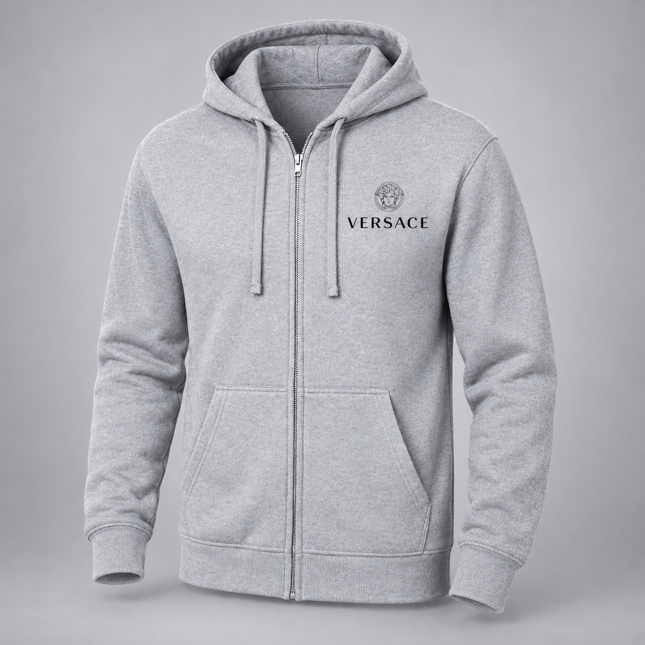 Men's Versace Zipper Hoodie | Color: Grey | Main