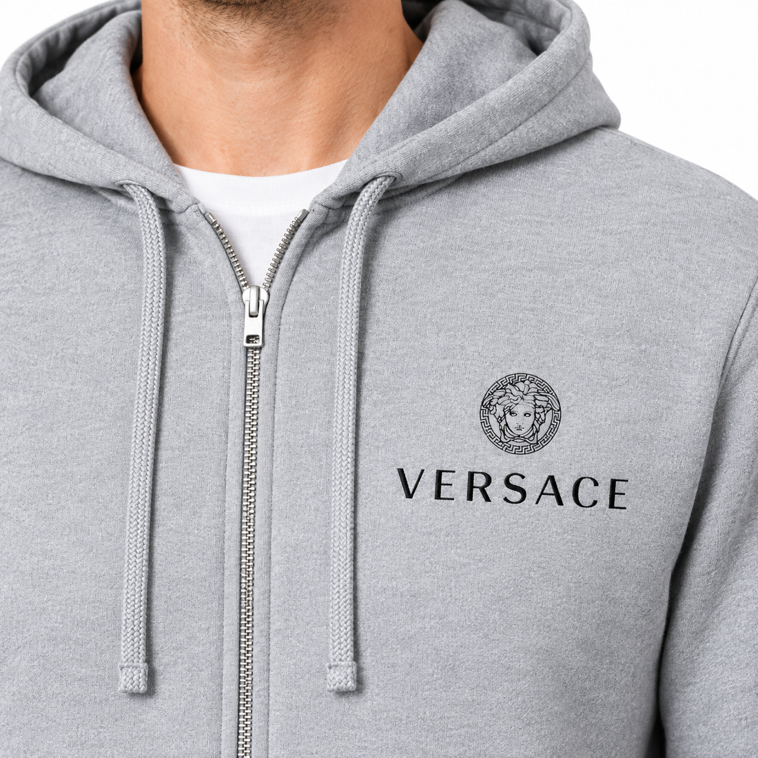 Men's Versace Zipper Hoodie | Color: Grey | View 3