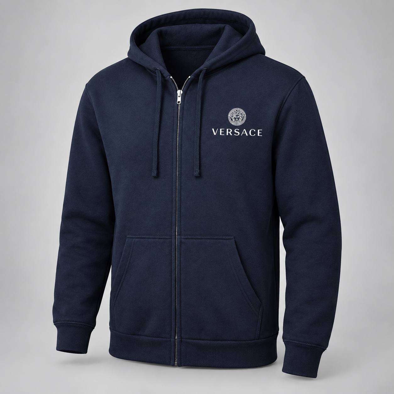 Men's Versace Zipper Hoodie | Color: Navy | Main