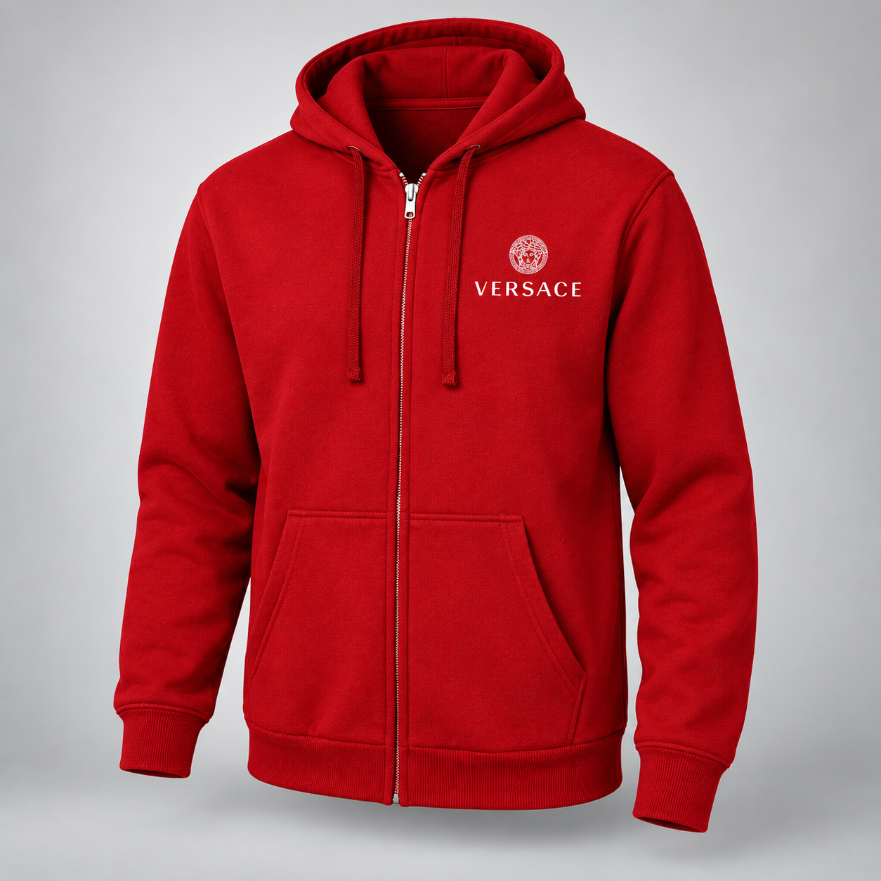 Men's Versace Zipper Hoodie | Color: Red | Main