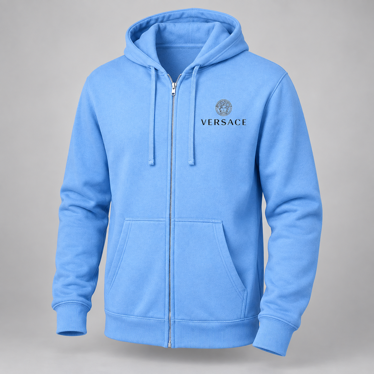 Men's Versace Zipper Hoodie | Color: Sky Blue | Main