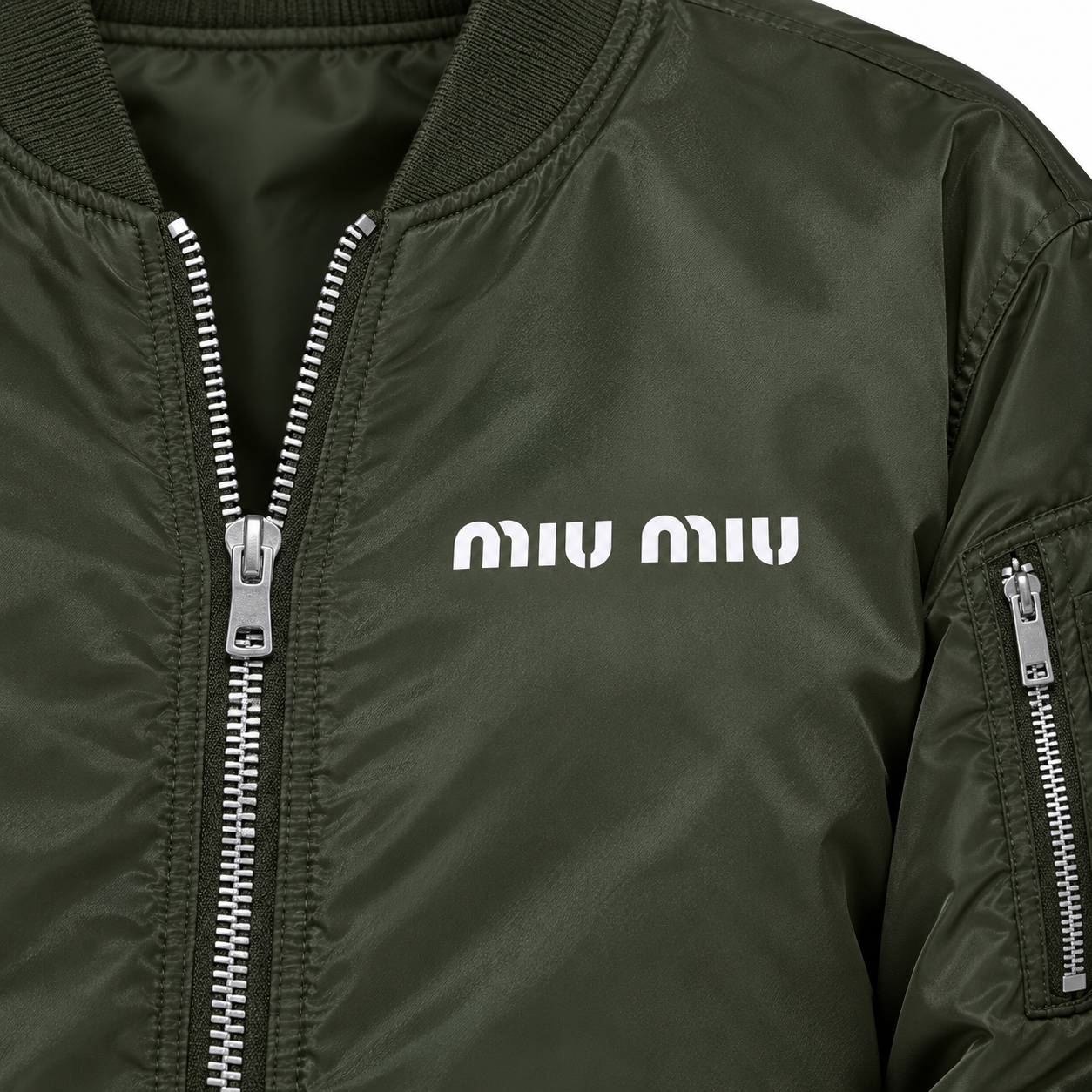 Men's Miu Miu Lightweight Bomber Jacket | Color: Army Green | Image 2