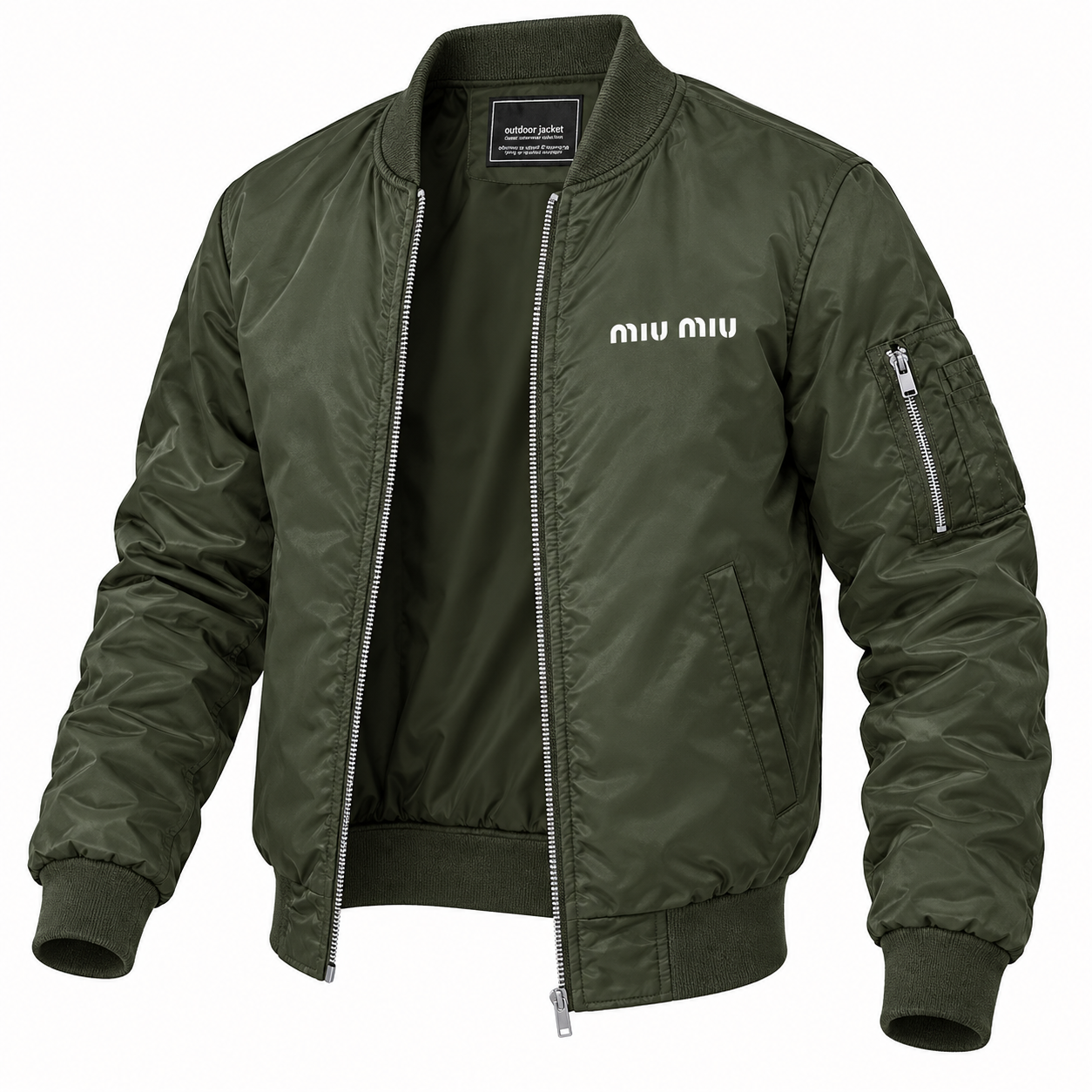 Men's Miu Miu Lightweight Bomber Jacket | Color: Army Green | Image 4