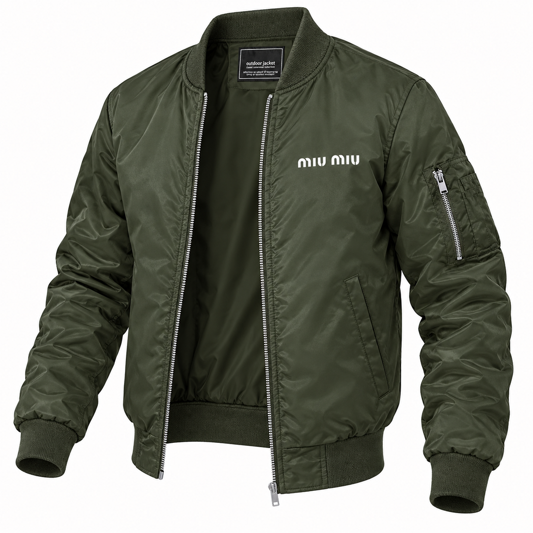 Men's Miu Miu Lightweight Bomber Jacket | Color: Army Green | Image 4