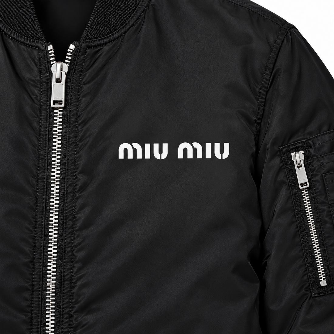 Men's Miu Miu Lightweight Bomber Jacket | Color: Black | Image 2