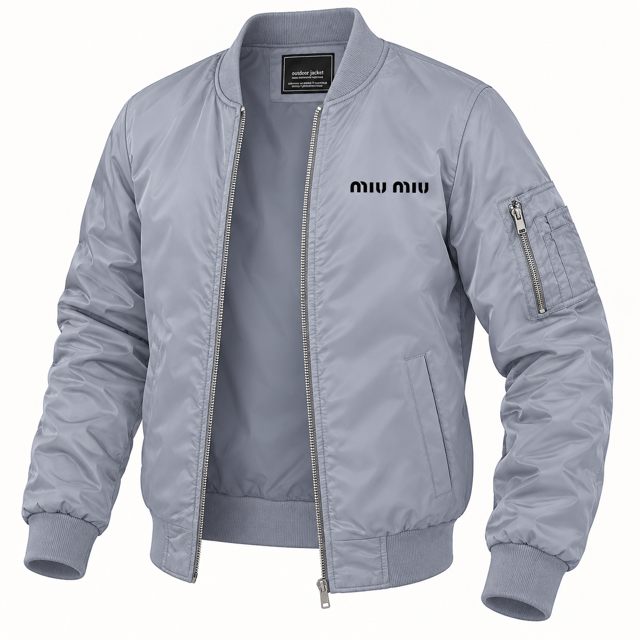 Men's Miu Miu Lightweight Bomber Jacket | Color: Grey | Image 4