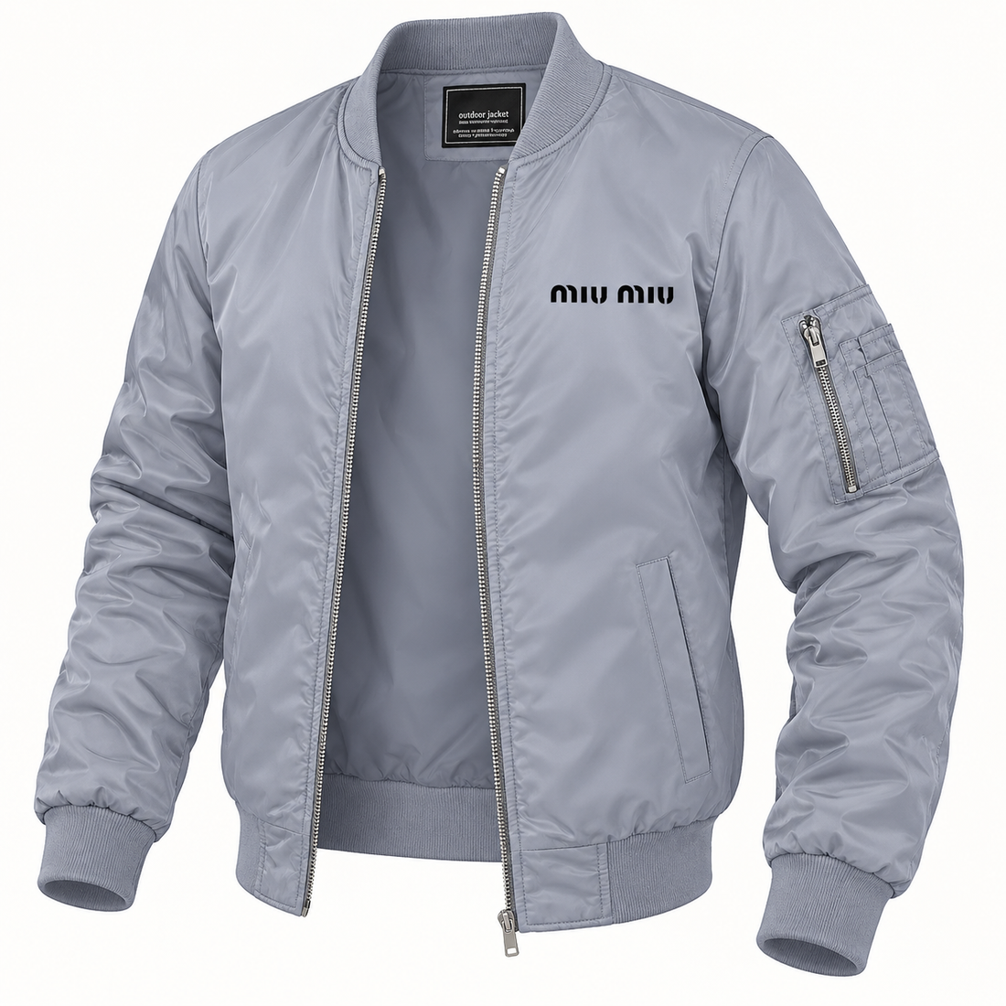 Men's Miu Miu Lightweight Bomber Jacket | Color: Grey | Image 4