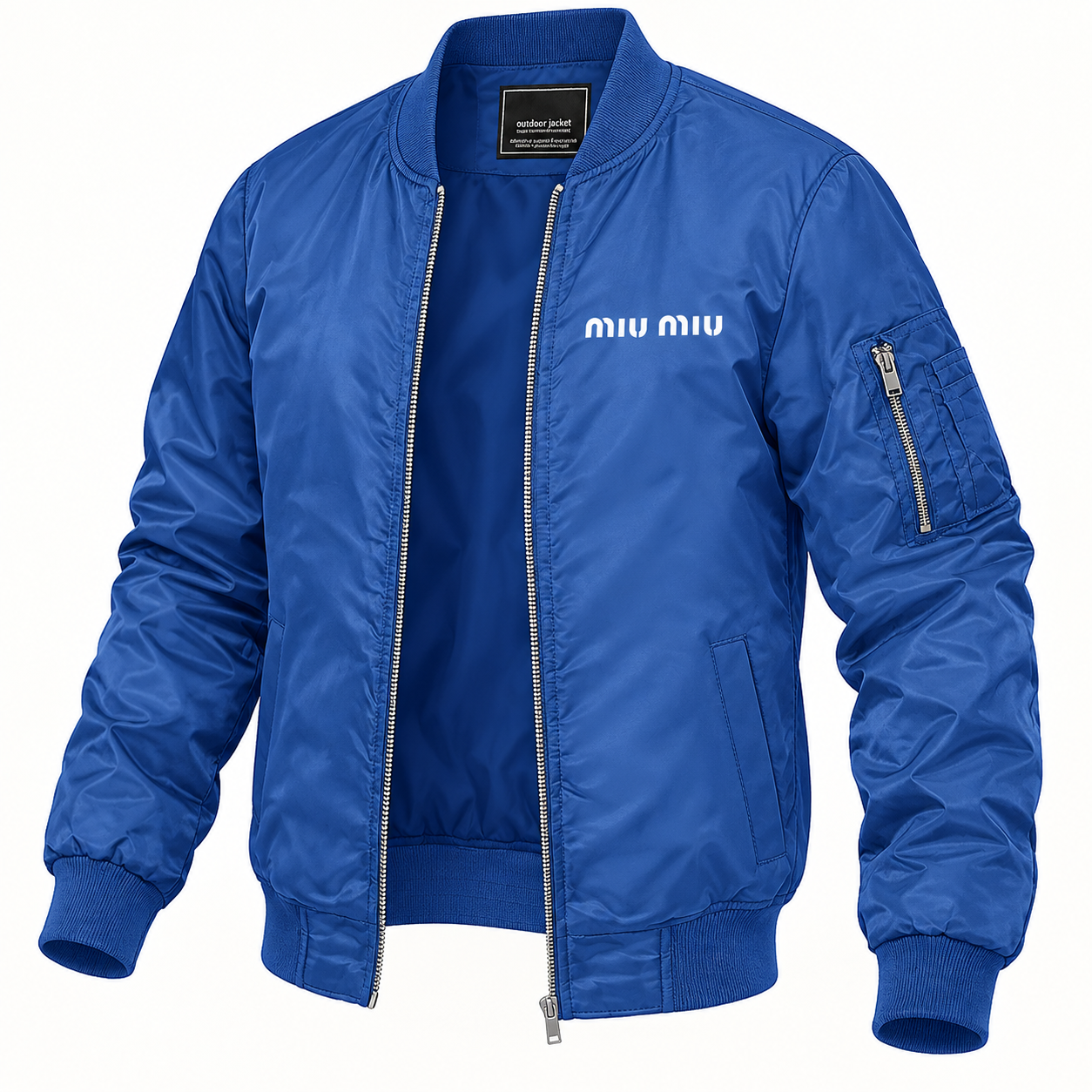 Men's Miu Miu Lightweight Bomber Jacket | Color: Royal Blue | Image 4