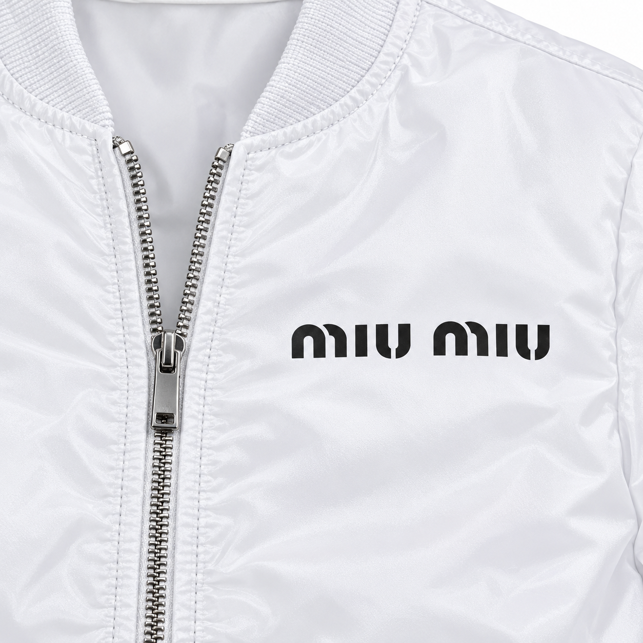Men's Miu Miu Lightweight Bomber Jacket | Color: White | Image 2