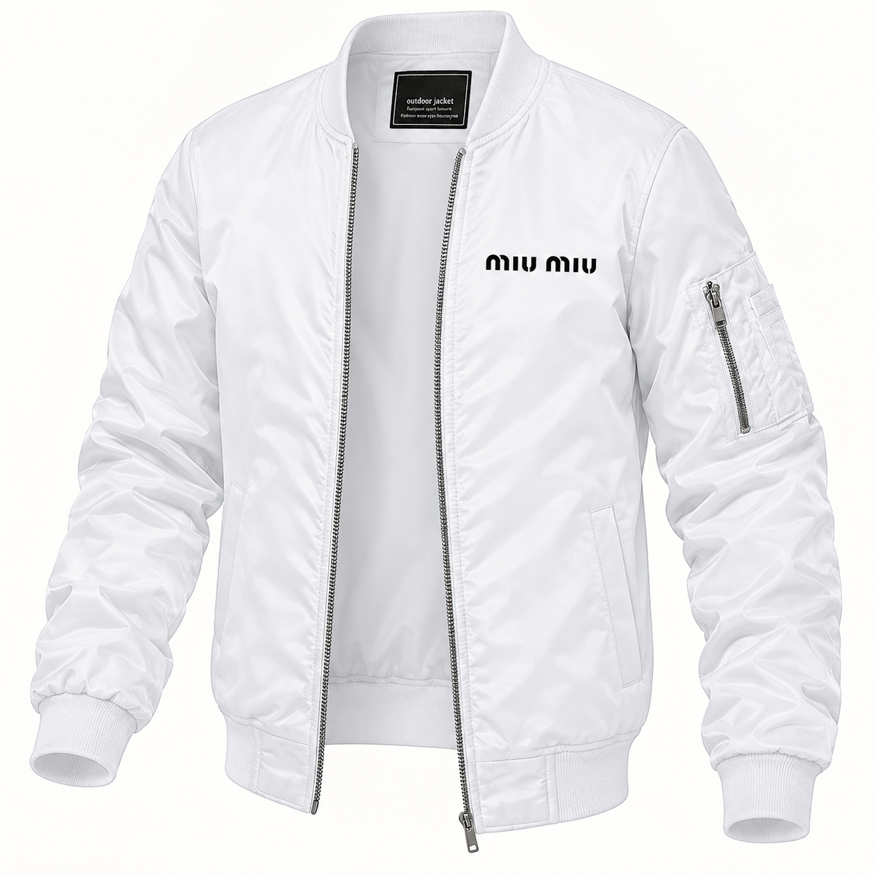 Men's Miu Miu Lightweight Bomber Jacket | Color: White | Image 4