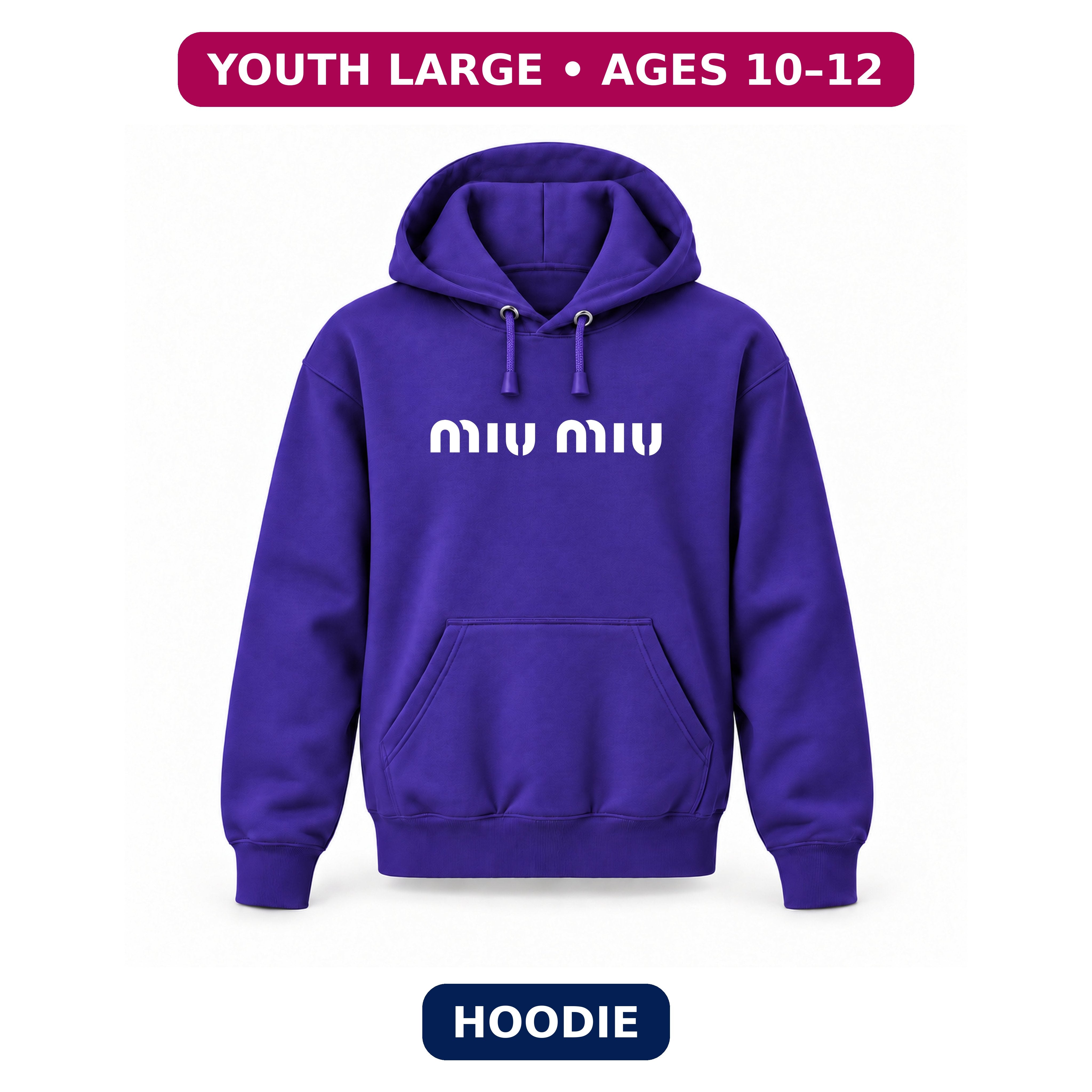 Miu Miu - Youth Large Hoodie (Ages 10–12) | Color: Purple