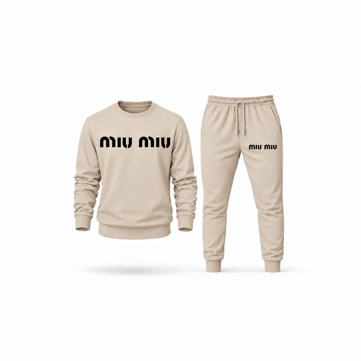 Men's Miu Miu Sweatshirt Joggers Set | Color: Tan | Main