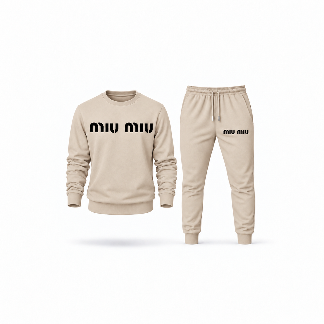 Men's Miu Miu Sweatshirt Joggers Set | Color: Tan | Main