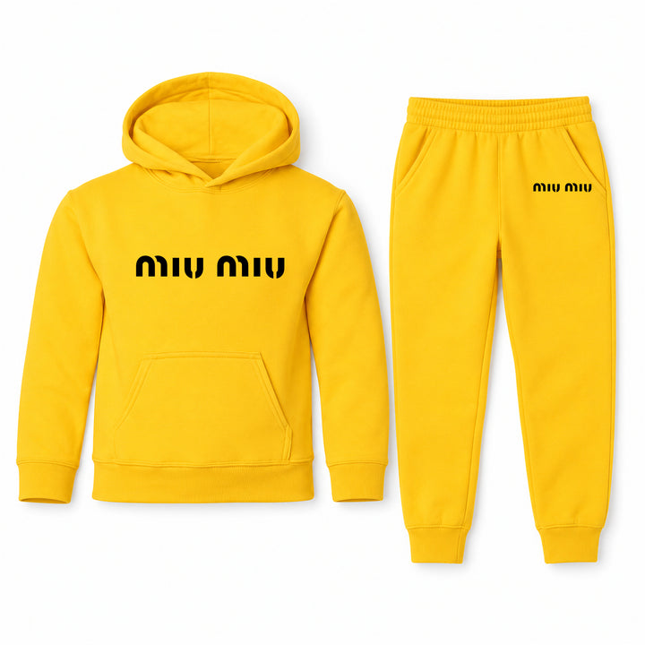 Miu Miu Youth Hoodie Jogger Set | Yellow | Youth Large, ages 10–12