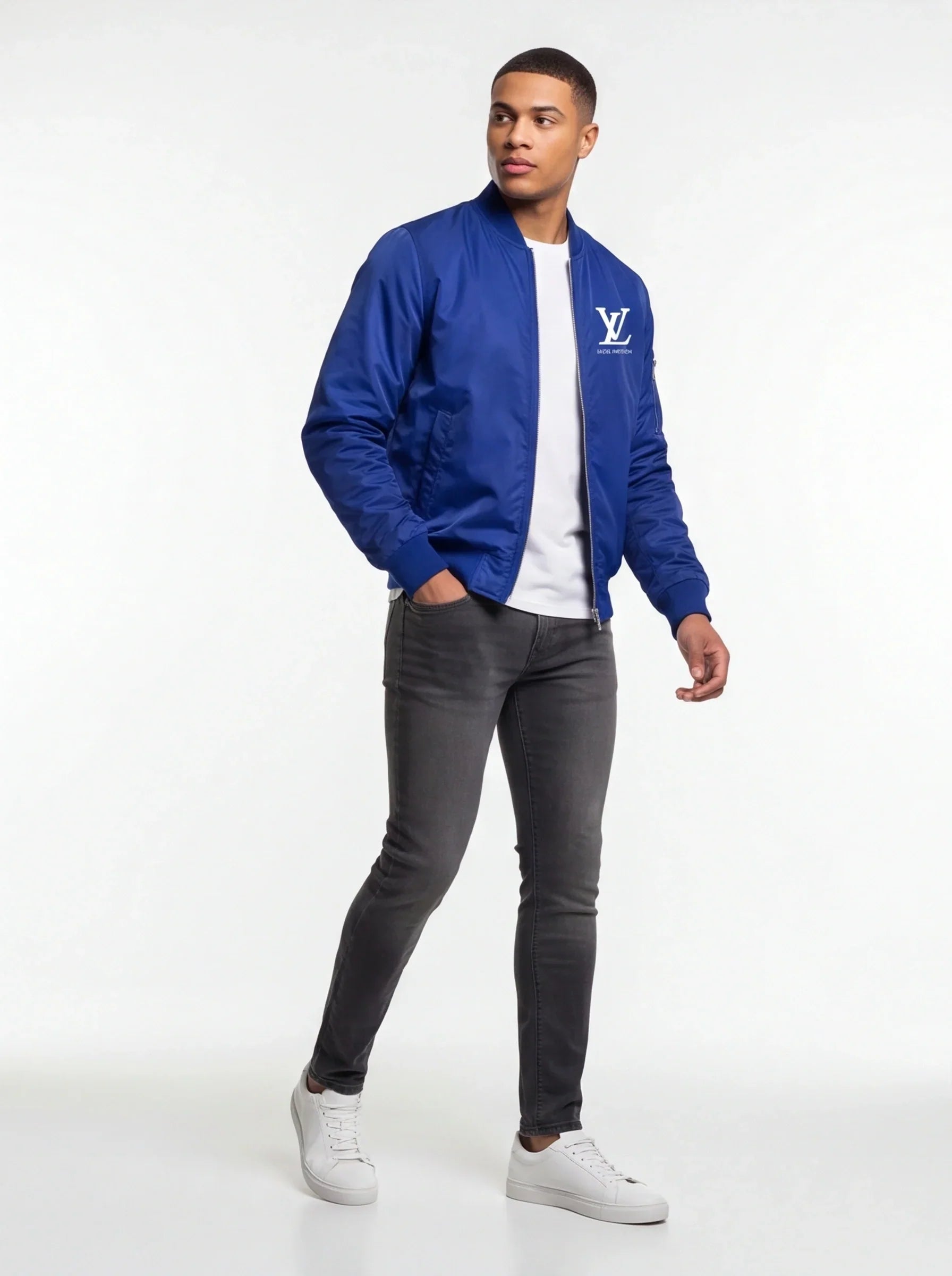 Men's Louis Vuitton Lightweight Bomber Jacket Windbreaker Softshell Varsity Jacket Coat
