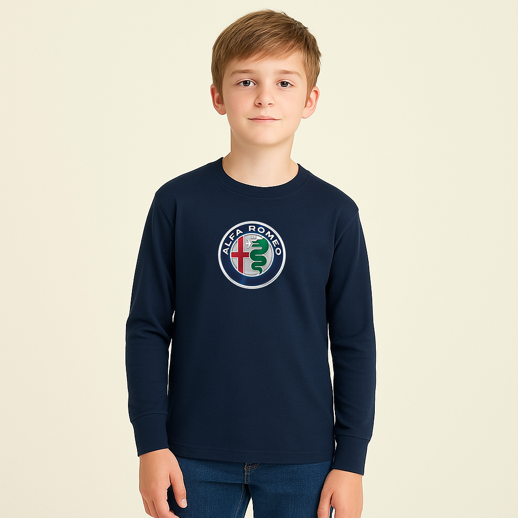 Youth Kids Alfa Romeo Car Long Sleeve T-Shirt