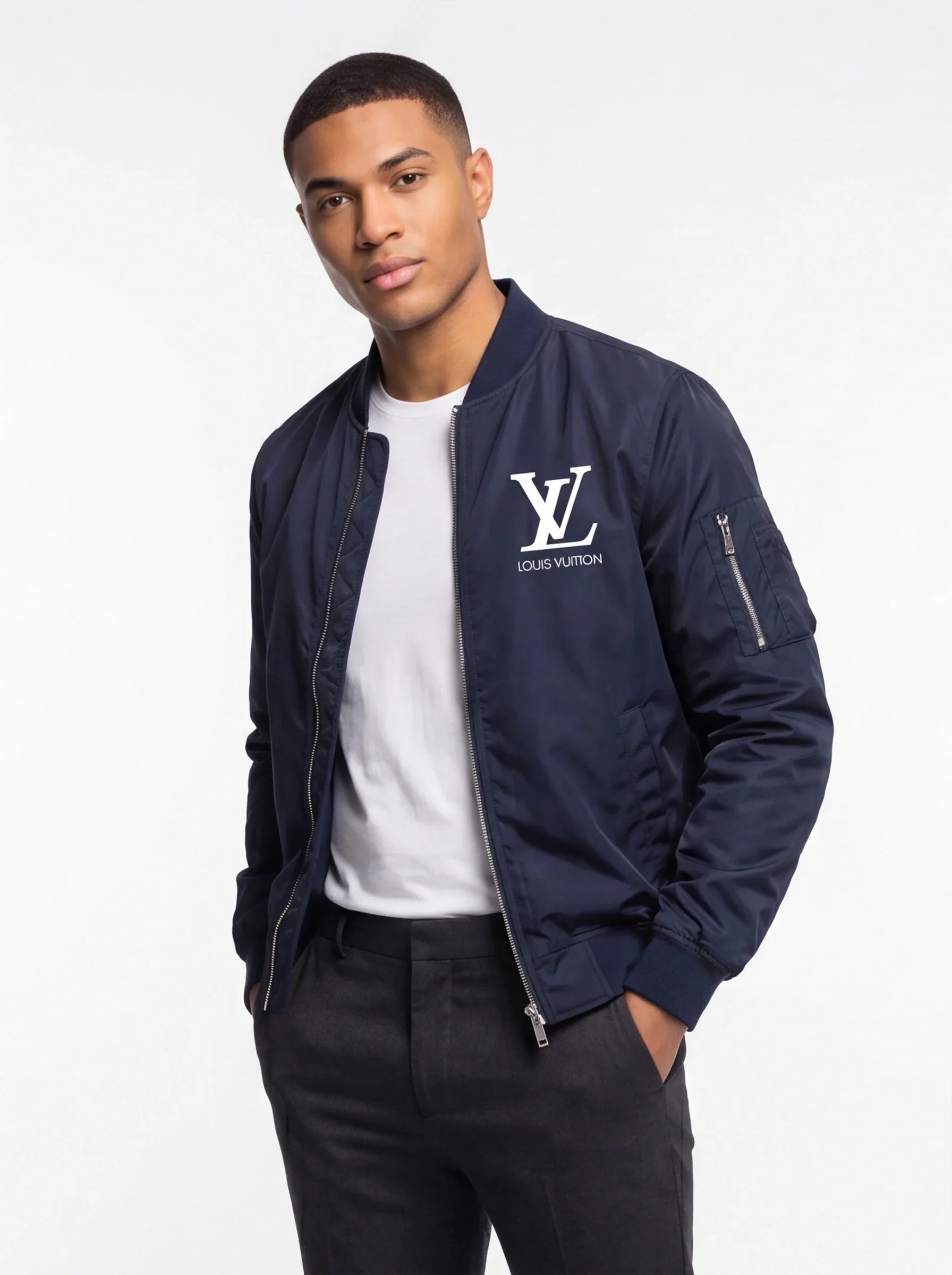 Men's Louis Vuitton Lightweight Bomber Jacket Windbreaker Softshell Varsity Jacket Coat