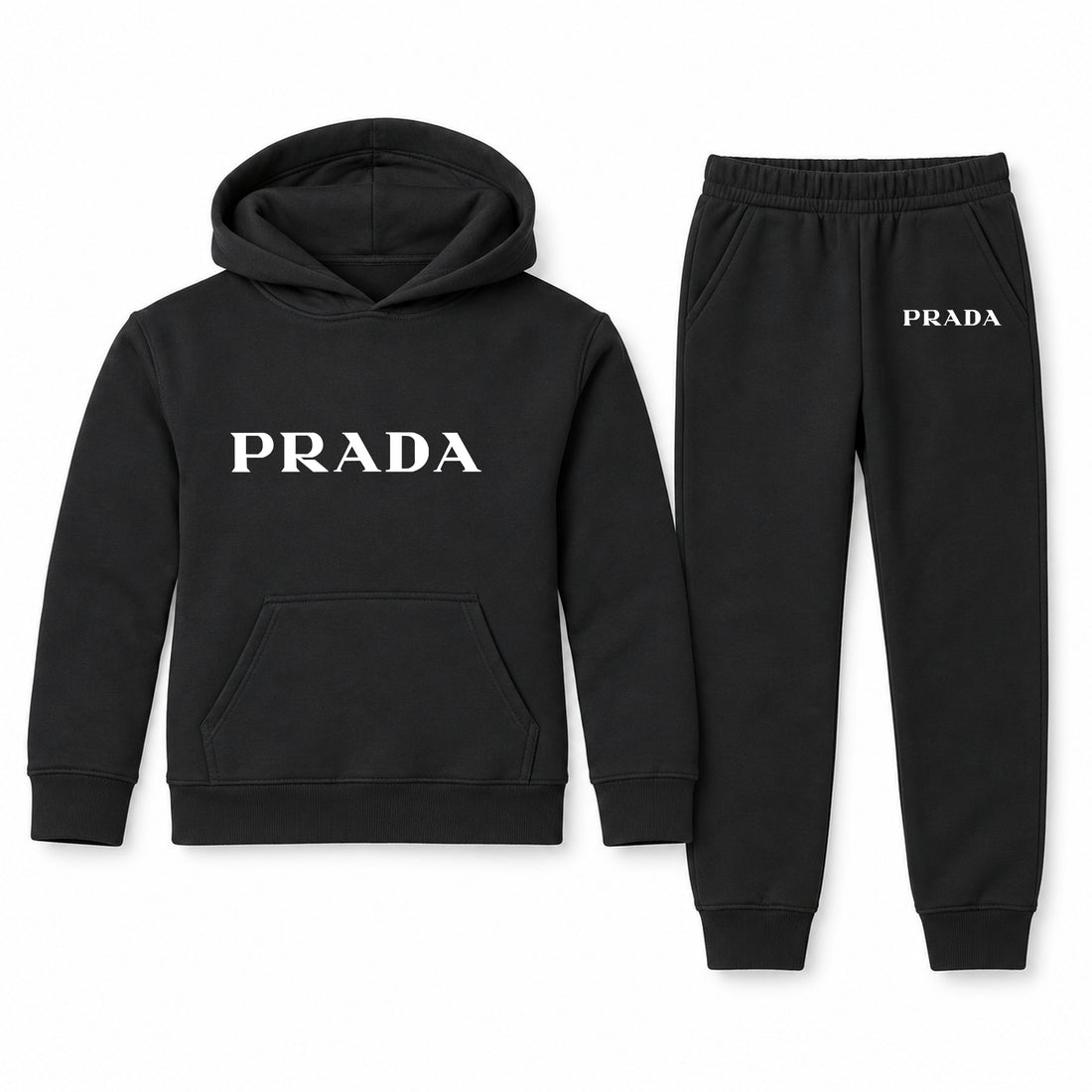 Prada Youth Hoodie Jogger Set | Black | Youth Large, ages 10–12