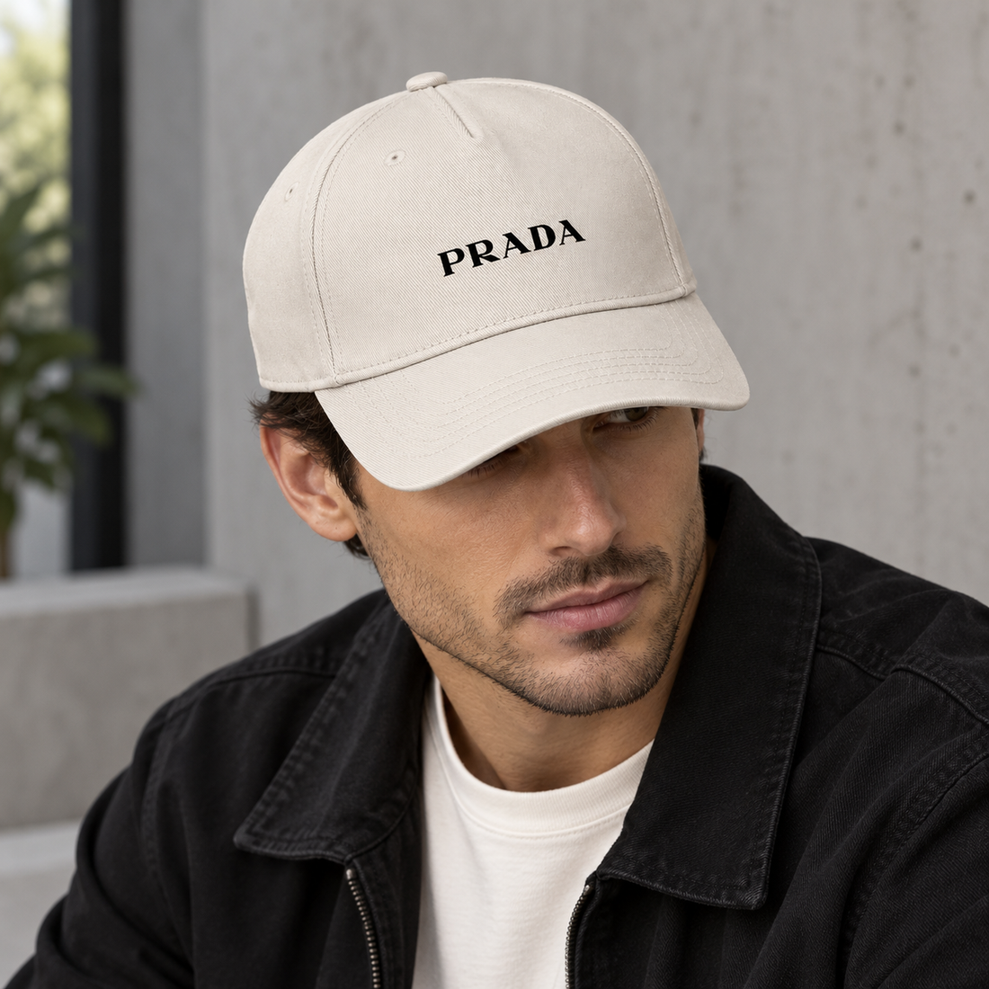 Prada dad baseball cap beige lifestyle